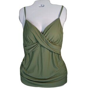 Summer Mae Maternity Tankini Top Only Size M in Olive Green NWT